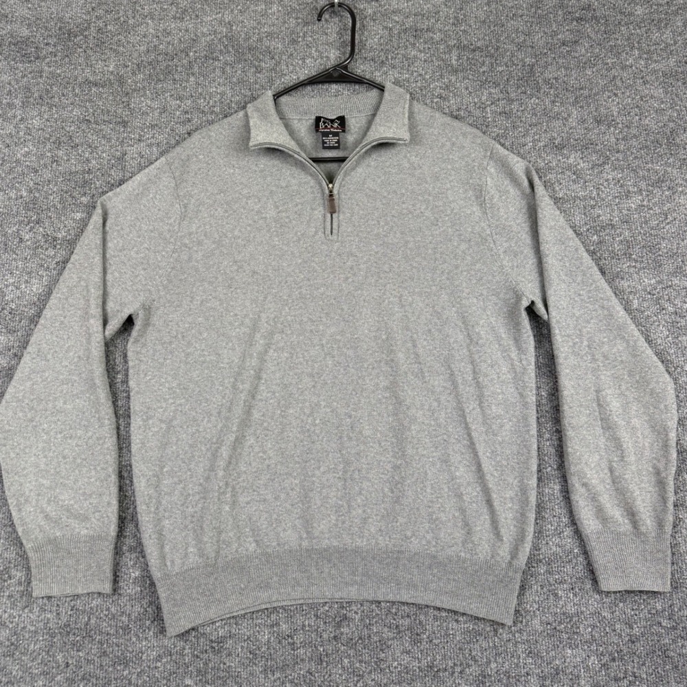 Jos. A. Bank Signature Collection Mens Grey 100%‎ Merino Wool Qtr Zip Sweater M